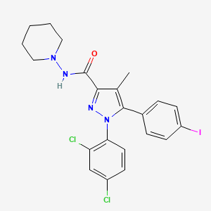 molecular formula C22H21Cl2IN4O B1684307 1-(2,4-dichlorophenyl)-5-(4-iodophenyl)-4-methyl-N-(piperidin-1-yl)-1H-pyrazole-3-carboxamide CAS No. 183232-66-8
