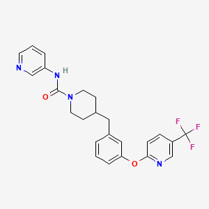 molecular formula C24H23F3N4O2 B1684308 N-3-Pyridinyl-4-[[3-[[5-(trifluoromethyl)-2-pyridinyl]oxy]phenyl]methyl]-1-piperidinecarboxamide CAS No. 1196109-52-0