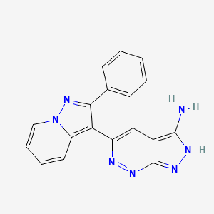 molecular formula C18H13N7 B1684323 5-(2-Phenyl-pyrazolo[1,5-a]pyridin-3-yl)-1H-pyrazolo[3,4-c]pyridazin-3-ylamine CAS No. 865362-74-9