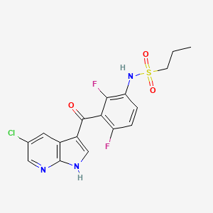 molecular formula C17H14ClF2N3O3S B1684328 N-(3-(5-chloro-1H-pyrrolo[2,3-b]pyridine-3-carbonyl)-2,4-difluorophenyl)propane-1-sulfonamide CAS No. 918505-84-7