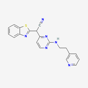 molecular formula C20H16N6S B1684336 1,3-Benzothiazol-2-yl(2-((2-(3-pyridinyl)ethyl)amino)-4-pyrimidinyl)acetonitrile CAS No. 345987-15-7