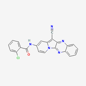 molecular formula C22H12ClN5O B1684342 2-chloro-N-(12-cyanoindolizino[2,3-b]quinoxalin-2-yl)benzamide CAS No. 500272-80-0