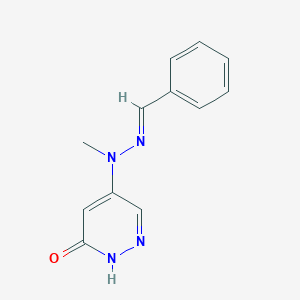 molecular formula C12H12N4O B1684346 (E)-5-(2-Benzylidene-1-methylhydrazinyl)pyridazin-3(2H)-one CAS No. 213406-50-9