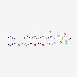 B1684348 3-[[2-[(methylaminosulfonyl)amino]-3-fluoropyridin-4-yl]methyl]-4-methyl-7-[(pyrimidin-2-yl)oxy]-2H-1-benzopyran-2-one CAS No. 946128-88-7