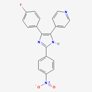 molecular formula C20H13FN4O2 B1684351 4-(4-Fluorophenyl)-2-(4-nitrophenyl)-5-(4-pyridyl)-1H-imidazole CAS No. 152121-53-4