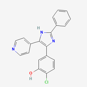 molecular formula C20H14ClN3O B1684357 2-chloro-5-(2-phenyl-5-(pyridin-4-yl)-1H-imidazol-4-yl)phenol CAS No. 303727-31-3