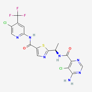 molecular formula C17H12Cl2F3N7O2S B1684358 (r)-2-(1-(6-Amino-5-chloropyrimidine-4-carboxamido)ethyl)-n-(5-chloro-4-(trifluoromethyl)pyridin-2-yl)thiazole-5-carboxamide CAS No. 1096708-71-2