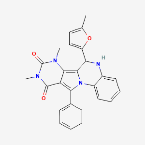 12,14-Dimethyl-9-(5-methylfuran-2-yl)-17-phenyl-1,8,12,14-tetrazatetracyclo[8.7.0.02,7.011,16]heptadeca-2,4,6,10,16-pentaene-13,15-dione