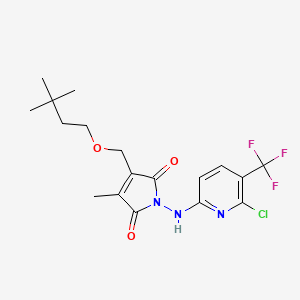 molecular formula C18H21ClF3N3O3 B1684368 1H-Pyrrole-2,5-dione, 1-[[6-chloro-5-(trifluoromethyl)-2-pyridinyl]amino]-3-[(3,3-dimethylbutoxy)methyl]-4-methyl- CAS No. 1076235-04-5