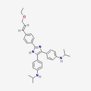 molecular formula C32H38N4O B1684371 (E)-4,4'-(2-(4-(3-ethoxyprop-1-en-1-yl)phenyl)-1H-imidazole-4,5-diyl)bis(N-isopropylaniline) CAS No. 216227-54-2