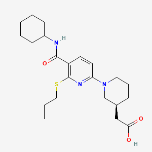 molecular formula C22H33N3O3S B1684383 {(3s)-1-[5-(Cyclohexylcarbamoyl)-6-(Propylsulfanyl)pyridin-2-Yl]piperidin-3-Yl}acetic Acid CAS No. 1024033-43-9