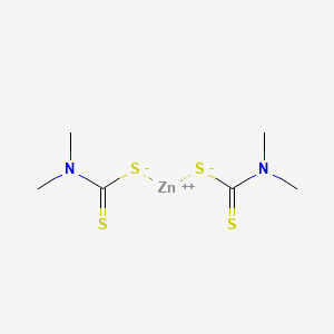 molecular formula ((CH3)2NCS.S)2Zn<br>C6H12N2S4Zn<br>C6H12N2S4Zn B1684391 Ziram CAS No. 137-30-4