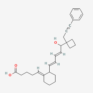 molecular formula C29H36O3 B1684394 (5E)-5-[2-[(1E,3E)-5-hydroxy-5-[1-(3-phenylprop-2-ynyl)cyclobutyl]penta-1,3-dienyl]cyclohexylidene]pentanoic acid CAS No. 245742-21-6