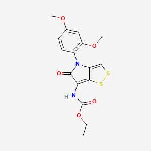 molecular formula C16H16N2O5S2 B1684403 ethyl N-[4-(2,4-dimethoxyphenyl)-5-oxodithiolo[4,3-b]pyrrol-6-yl]carbamate CAS No. 1015064-87-5