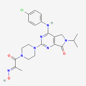 4-(4-Chloroanilino)-2-[4-[(2E)-2-hydroxyiminopropanoyl]piperazin-1-yl]-6-propan-2-yl-5H-pyrrolo[3,4-d]pyrimidin-7-one