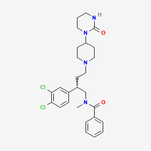 molecular formula C27H34Cl2N4O2 B1684412 N-[(2S)-2-(3,4-dichlorophenyl)-4-[4-(2-oxo-1,3-diazinan-1-yl)piperidin-1-yl]butyl]-N-methylbenzamide 