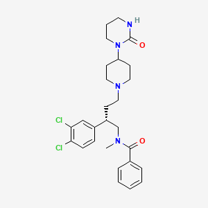 molecular formula C27H34Cl2N4O2 B1684412 N-[(2S)-2-(3,4-dichlorophenyl)-4-[4-(2-oxo-1,3-diazinan-1-yl)piperidin-1-yl]butyl]-N-methylbenzamide CAS No. 164518-66-5