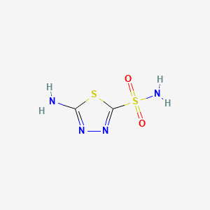 molecular formula C2H4N4O2S2 B1684419 5-Amino-1,3,4-thiadiazole-2-sulfonamide CAS No. 14949-00-9