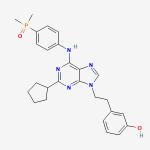 molecular formula C26H30N5O2P B1684423 3-[2-(2-Cyclopentyl-6-{[4-(dimethylphosphoryl)phenyl]amino}-9H-purin-9-YL)ethyl]phenol CAS No. 845895-51-4