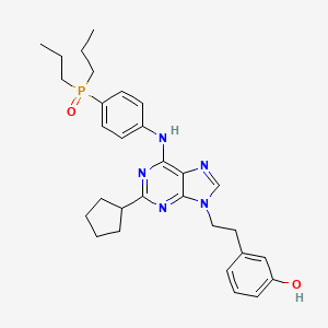 molecular formula C30H38N5O2P B1684424 Phenol, 3-(2-(2-cyclopentyl-6-((4-(dipropylphosphinyl)phenyl)amino)-9H-purin-9-yl)ethyl)- CAS No. 834894-21-2