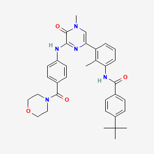 molecular formula C34H37N5O4 B1684438 4-(叔丁基)-N-(2-甲基-3-(4-甲基-6-((4-(吗啉-4-羰基)苯基)氨基)-5-氧代-4,5-二氢吡嗪-2-基)苯基)苯甲酰胺 CAS No. 910232-84-7