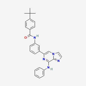 molecular formula C29H27N5O B1684439 4-(tert-Butyl)-N-(3-(8-(phenylamino)imidazo[1,2-a]pyrazin-6-yl)phenyl)benzamide CAS No. 845269-74-1