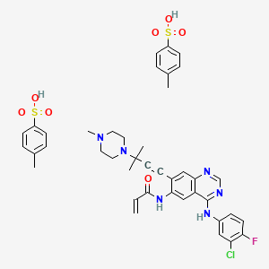 molecular formula C34H36ClFN6O4S B1684446 2-PropenaMide, N-[4-[(3-chloro-4-fluorophenyl)aMino]-7-[3-Methyl-3-(4-Methyl-1-piperazinyl)-1-butyn-1-yl]-6-quinazolinyl]-, 4-Methylbenzenesulfonate (1 CAS No. 451493-31-5