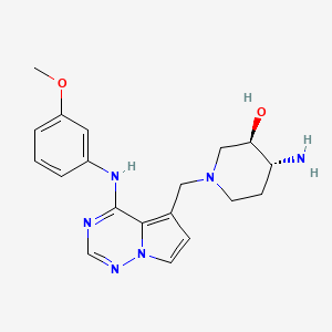 molecular formula C19H24N6O2 B1684447 (3R,4R)-4-Amino-1-[[4-[(3-methoxyphenyl)amino]pyrrolo[2,1-f][1,2,4]triazin-5-yl]methyl]piperidin-3-ol CAS No. 859853-30-8