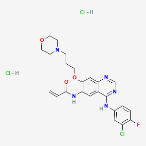 molecular formula C24H26Cl2FN5O3 B1684467 N-[4-(3-chloro-4-fluoroanilino)-7-(3-morpholin-4-ylpropoxy)quinazolin-6-yl]prop-2-enamide;hydrochloride CAS No. 289499-45-2