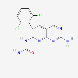 molecular formula C18H18Cl2N6O B1684482 1-(2-Amino-6-(2,6-dichlorophenyl)pyrido[2,3-d]pyrimidin-7-yl)-3-(tert-butyl)urea CAS No. 179343-17-0