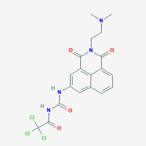 molecular formula C19H17Cl3N4O4 B1684492 2,2,2-trichloro-N-((2-(2-(dimethylamino)ethyl)-1,3-dioxo-2,3-dihydro-1H-benzo[de]isoquinolin-5-yl)carbamoyl)acetamide CAS No. 868962-26-9