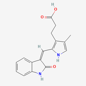 molecular formula C17H16N2O3 B1684518 3-[(3-(2-羧乙基)-4-甲基吡咯-2-基)亚甲基]-2-吲哚酮 CAS No. 215543-92-3