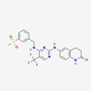 molecular formula C22H20F3N5O3S B1684526 3,4-Dihydro-6-[[4-[[[3-(methylsulfonyl)phenyl]methyl]amino]-5-(trifluoromethyl)-2-pyrimidinyl]amino]-2(1H)-quinolinone CAS No. 869288-64-2