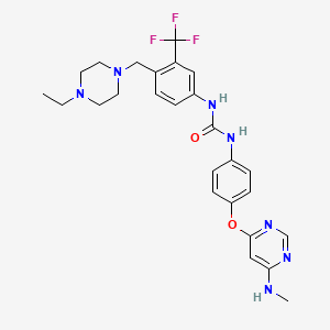 molecular formula C26H30F3N7O2 B1684543 1-(4-((4-Ethylpiperazin-1-yl)methyl)-3-(trifluoromethyl)phenyl)-3-(4-((6-(methylamino)pyrimidin-4-yl)oxy)phenyl)urea CAS No. 630124-46-8