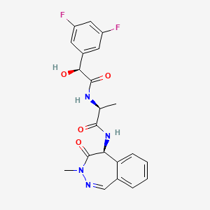 molecular formula C21H20F2N4O4 B1684585 Benzeneacetamide, N-((1S)-2-(((5S)-4,5-dihydro-3-methyl-4-oxo-3H-2,3-benzodiazepin-5-yl)amino)-1-methyl-2-oxoethyl)-3,5-difluoro-alpha-hydroxy-, (alphaS)- CAS No. 935525-13-6