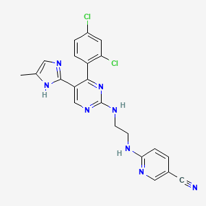 molecular formula C22H18Cl2N8 B1684591 6-((2-((4-(2,4-Dichlorophenyl)-5-(4-methyl-1H-imidazol-2-yl)pyrimidin-2-yl)amino)ethyl)amino)nicotinonitrile CAS No. 252917-06-9