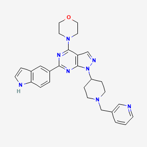 molecular formula C28H30N8O B1684597 4-[6-(1H-indol-5-yl)-1-[1-(pyridin-3-ylmethyl)piperidin-4-yl]pyrazolo[3,4-d]pyrimidin-4-yl]morpholine CAS No. 1062159-35-6