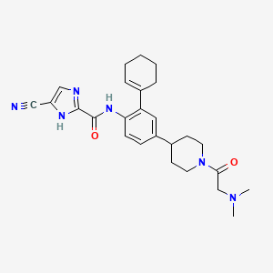molecular formula C26H32N6O2 B1684603 5-Cyano-N-(5-(1-(2-(dimethylamino)acetyl)piperidin-4-yl)-2',3',4',5'-tetrahydro-[1,1'-biphenyl]-2-yl)-1H-imidazole-2-carboxamide hydrochloride CAS No. 1149939-55-8