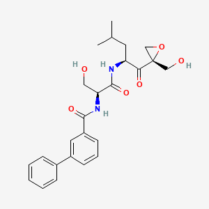 molecular formula C25H30N2O6 B1684678 (1,1'-Biphenyl)-3-carboxamide, N-((1S)-1-(hydroxymethyl)-2-(((1S)-1-(((2S)-2-(hydroxymethyl)-2-oxiranyl)carbonyl)-3-methylbutyl)amino)-2-oxoethyl)- CAS No. 565454-88-8