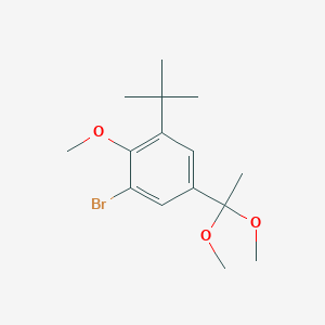 molecular formula C15H23BrO3 B168485 1-Bromo-3-tert-butyl-5-(1,1-dimethoxyethyl)-2-methoxybenzene CAS No. 153356-10-6