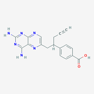 molecular formula C18H16N6O2 B168499 4-(1-(2,4-Diaminopteridin-6-yl)pent-4-yn-2-yl)benzoic acid CAS No. 146464-93-9