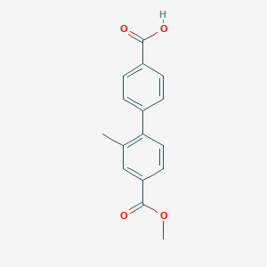 molecular formula C16H14O4 B168544 4'-(Methoxycarbonyl)-2'-methyl-[1,1'-biphenyl]-4-carboxylic acid CAS No. 170229-81-9