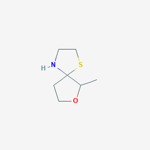 molecular formula C7H13NOS B168595 7-Oxa-1-thia-4-azaspiro[4.4]nonane, 6-methyl- CAS No. 165261-13-2