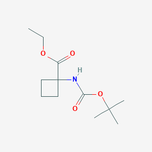molecular formula C12H21NO4 B168609 Cyclobutanecarboxylic acid, 1-[[(1,1-dimethylethoxy)carbonyl]amino]-, ethyl ester CAS No. 163554-54-9