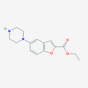 molecular formula C15H18N2O3 B168666 Ethyl 5-piperazin-1-ylbenzofuran-2-carboxylate CAS No. 163521-20-8