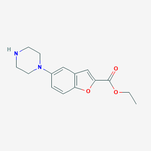 molecular formula C15H18N2O3 B168666 Ethyl 5-(piperazin-1-yl)benzofuran-2-carboxylate CAS No. 163521-20-8