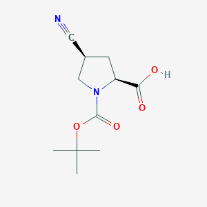molecular formula C11H16N2O4 B168769 (2S,4S)-1-(tert-butoxycarbonyl)-4-cyanopyrrolidine-2-carboxylic acid CAS No. 132622-71-0
