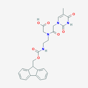 molecular formula C26H26N4O7 B168823 2-(N-(2-((((9H-Fluoren-9-yl)methoxy)carbonyl)amino)ethyl)-2-(5-methyl-2,4-dioxo-3,4-dihydropyrimidin-1(2H)-yl)acetamido)acetic acid CAS No. 169396-92-3