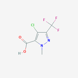 molecular formula C6H4ClF3N2O2 B168843 4-chloro-1-methyl-3-(trifluoromethyl)-1H-pyrazole-5-carboxylic acid CAS No. 128694-71-3