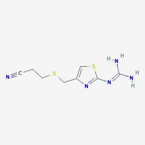 molecular formula C8H11N5S2 B016892 Guanidine, (4-(((2-cyanoethyl)thio)methyl)-2-thiazolyl)- CAS No. 76823-93-3
